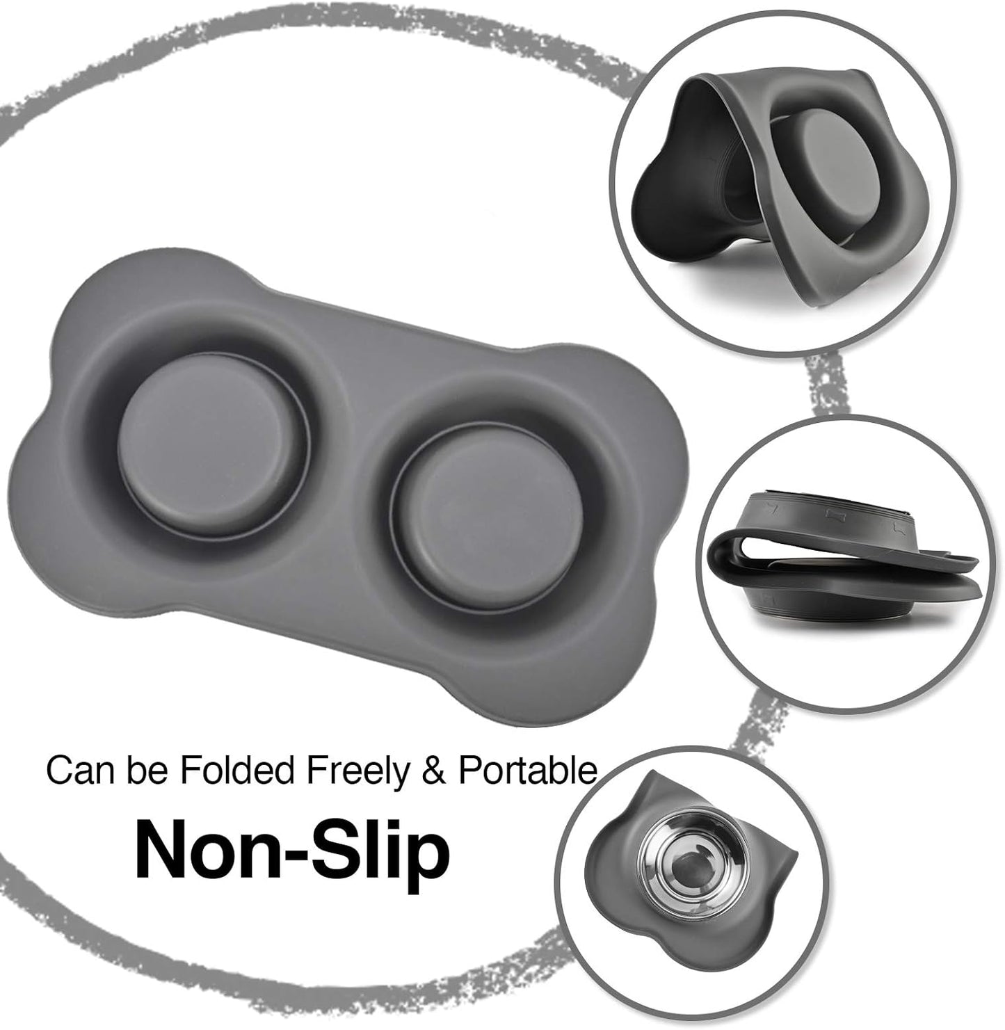 Dog Bowls 2 Stainless Steel Bowl for Pet Water and Food Feeder with Non Spill Skid Resistant Silicone Mat for Pets Puppy Small Medium Cats Dogs