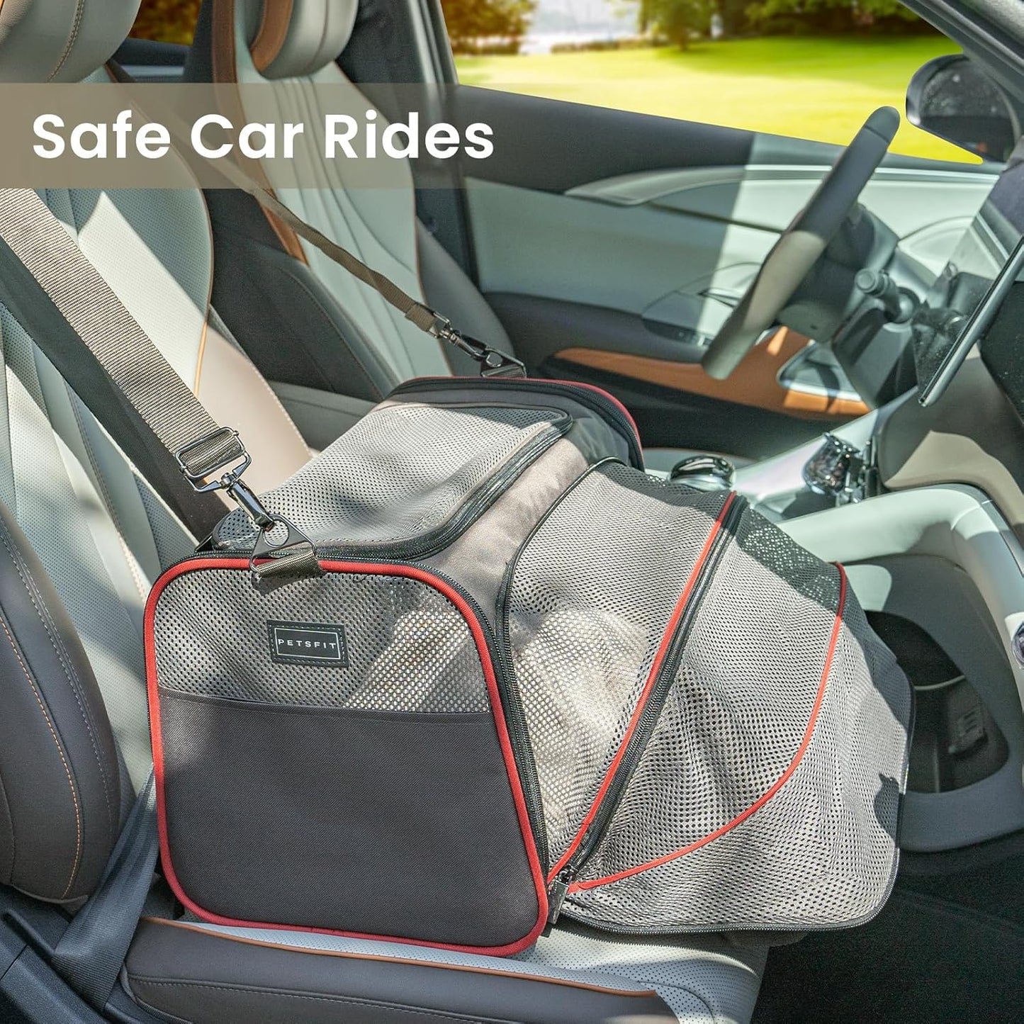 Airline Approved Expandable Large Cat Carrier Small Dog Carrier, 17" X 11" X 11" Collapsible Portable Soft-Sided Airplane Pet Carrier Bag with Two Extension, Fit for Outdoor Use