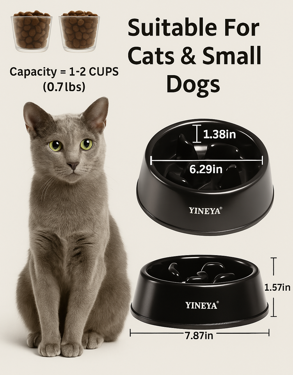 Slow Meow | Smart Slow Feeder Bowl for Cats and Small Dogs