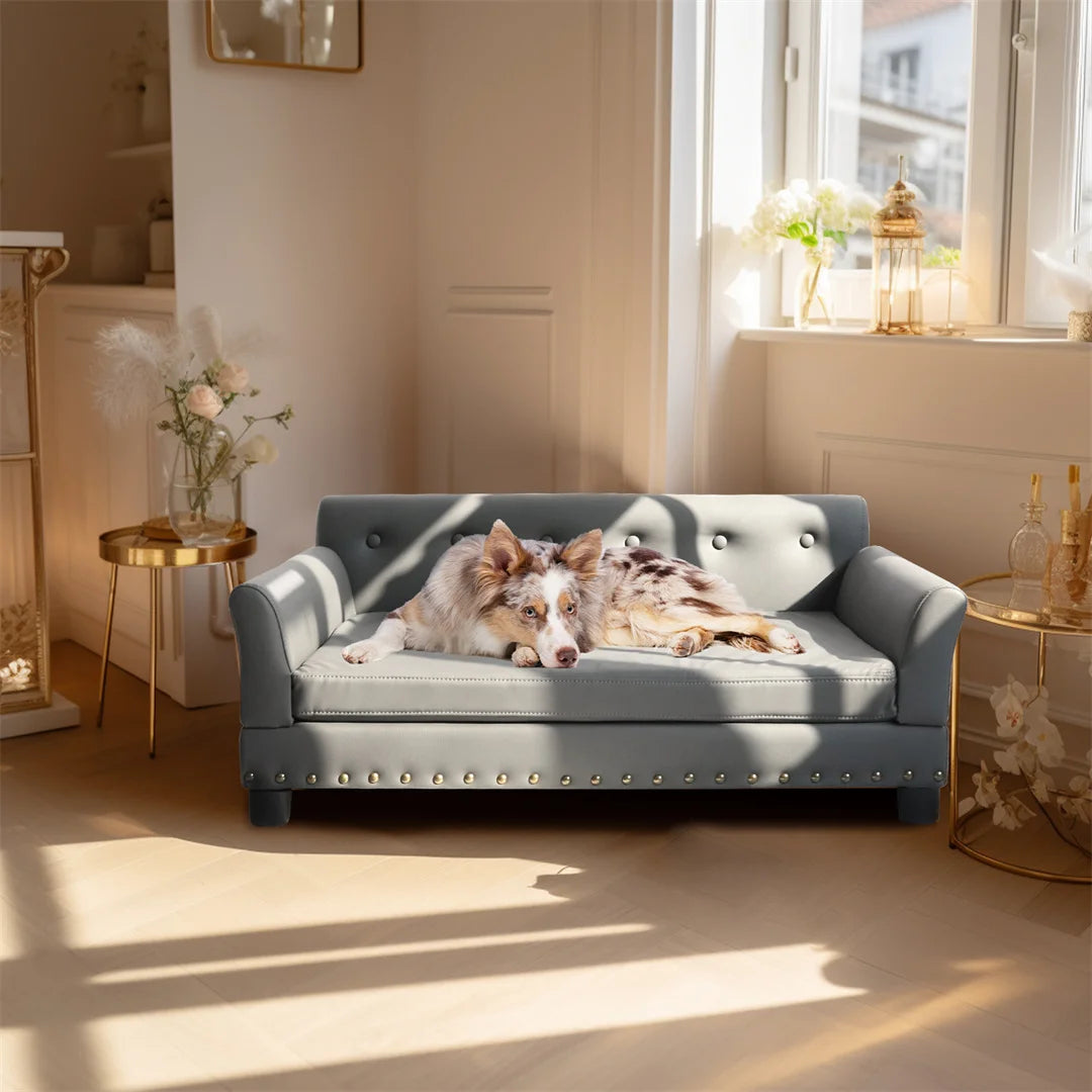 Luxury Heavy Duty Pet Sofa Bed Large Raised Dog Bed Cushioned Pet Lounge Chair with Removable Cushion for Medium to Large Dogs