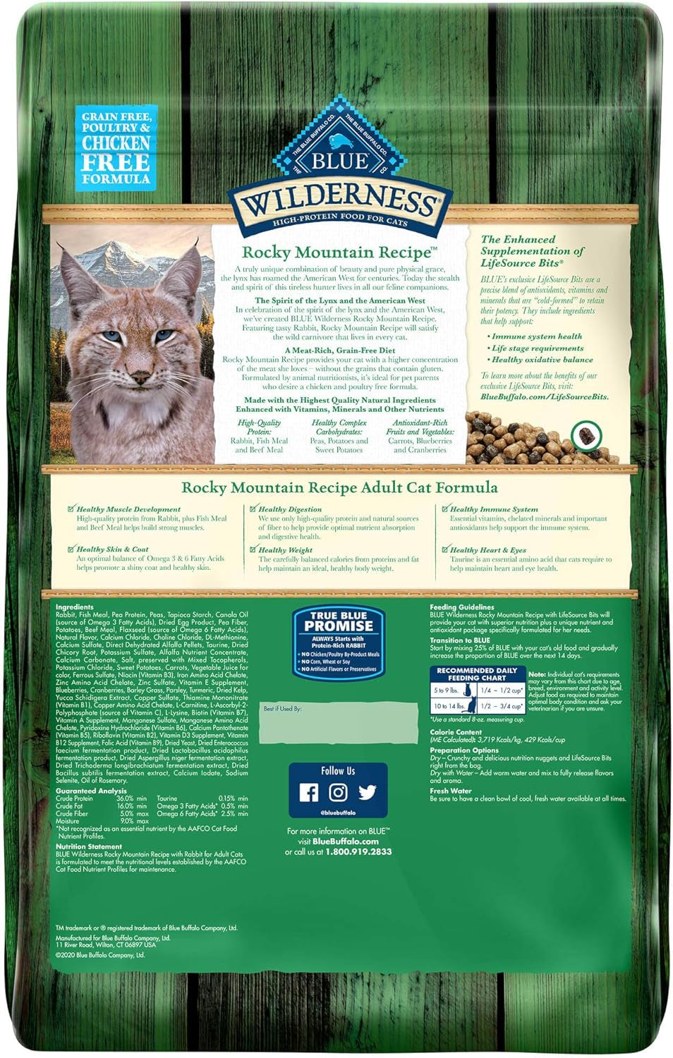 Wilderness Rocky Mountain Recipe High Protein, Natural Adult Dry Cat Food, Rabbit 10-Lb