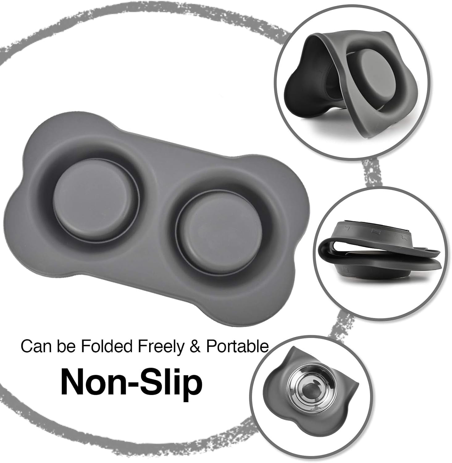 Dog Bowls 2 Stainless Steel Bowl for Pet Water and Food Feeder with Non Spill Skid Resistant Silicone Mat for Pets Puppy Small Medium Cats Dogs
